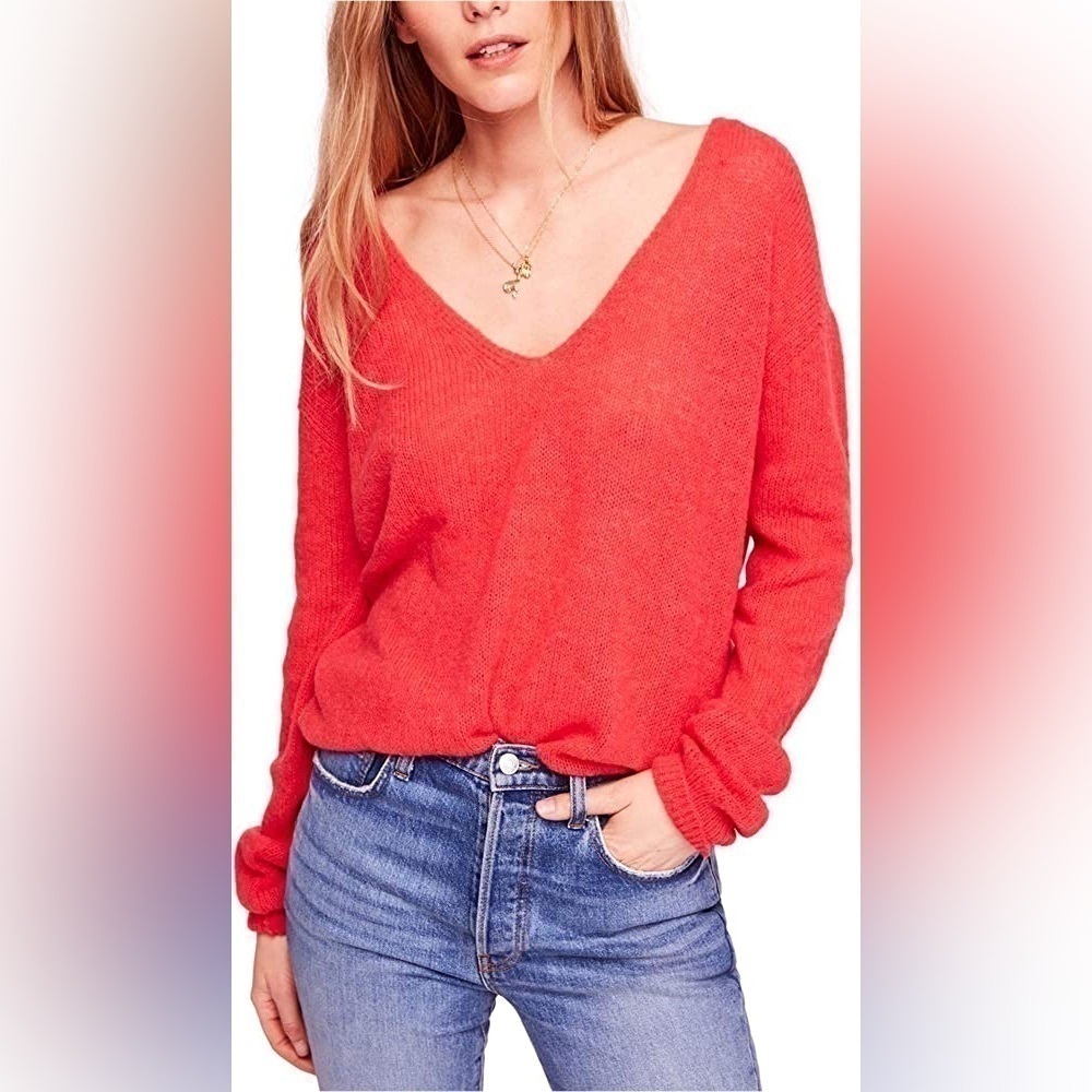 Free People Gossamer Alpaca & Wool Blend Oversized V-Neck Sweater, Size S
